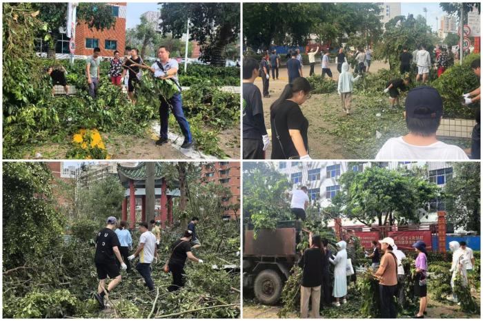 臺(tái)風(fēng)過后，倒下的樹木也無法阻擋我們前行的腳步，教職工齊心協(xié)力清理樹枝，排除路障1.jpg